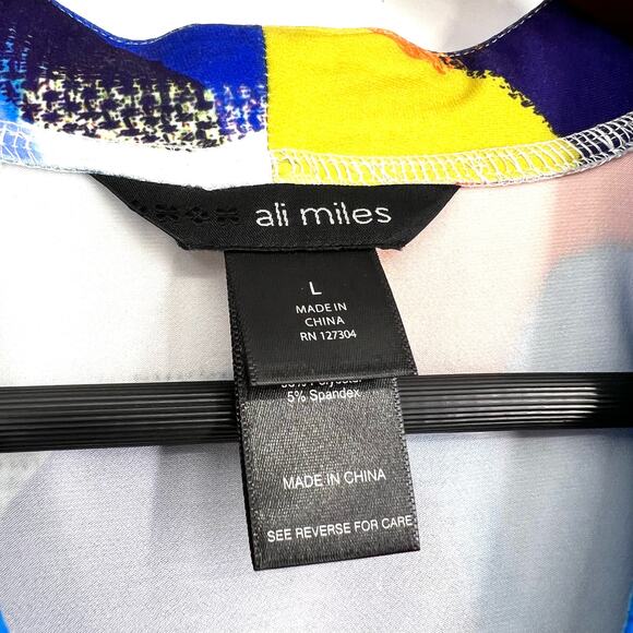 NEW NWOT Ali Miles Sz Large Stretchy Abstract Wearable Art to Wear Shirt Top - Picture 2 of 9